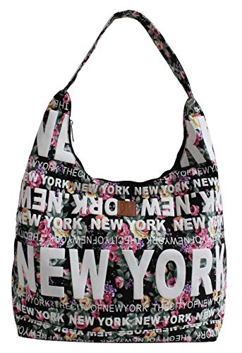 Robin Ruth New York Floral Cotton Hobo Large Shoulder Bag (Black)