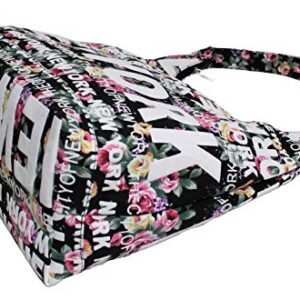 Robin Ruth New York Floral Cotton Hobo Large Shoulder Bag (Black)