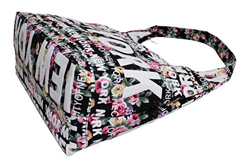 Robin Ruth New York Floral Cotton Hobo Large Shoulder Bag (Black)