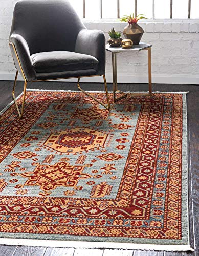 Unique Loom Sahand Collection Traditional Geometric Classic Light Blue Area Rug (7' 0 x 10' 0)