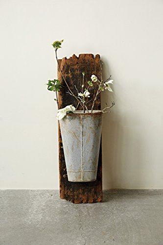 Creative Co-Op Metal Wall Bucket with Distressed Zinc Finish