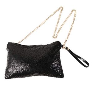 luoem glitter handbag purse shoulder bag sequin evening, black, size medium