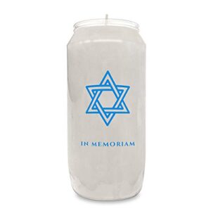 Ner Mitzvah 7 Day Memorial Candles, 3 Pack - Plastic Jar with Star of David - 6” Tall Pillar Candles for Religious, Prayer, Party Decor, Vigil and Emergency Use