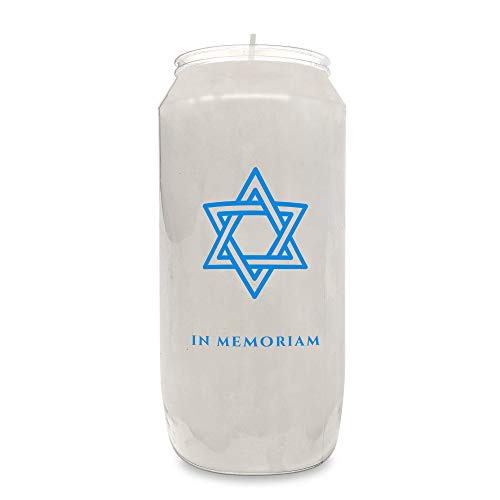 Ner Mitzvah 7 Day Memorial Candles, 3 Pack - Plastic Jar with Star of David - 6” Tall Pillar Candles for Religious, Prayer, Party Decor, Vigil and Emergency Use