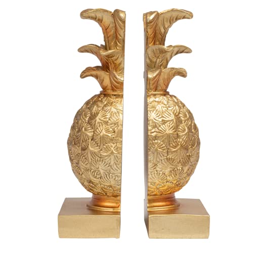 Creative Co-op DA7076 Pineapple Shaped Gold Resin Bookends (Set of 2 Pieces)