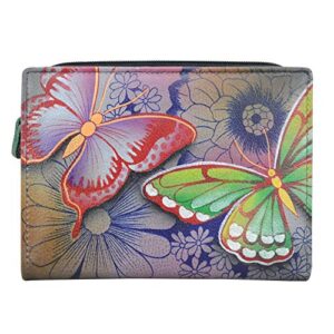 anna by anuschka women’s hand-painted genuine leather two fold clutch wallet – butterfly paradise