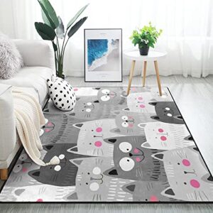 alaza gray hipster cat kitten area rug rugs for living room bedroom 7′ x 5′