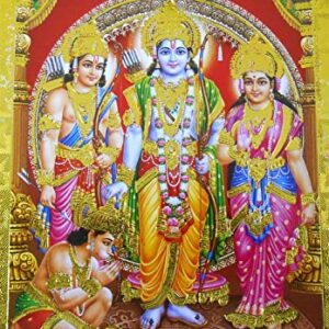 crafts of india best of indian crafts store Ram Darbar Poster/ Reprint Hindu God Picture with Golden Foil (Unframed : Size 5"X7" inches)