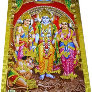 crafts of india best of indian crafts store Ram Darbar Poster/ Reprint Hindu God Picture with Golden Foil (Unframed : Size 5"X7" inches)