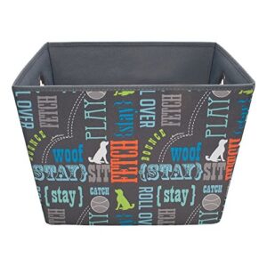 Paw Prints Fabric Pet Toy Bin, Wordplay Design, 14.75 x 10 x 10.75 Inches (37409)