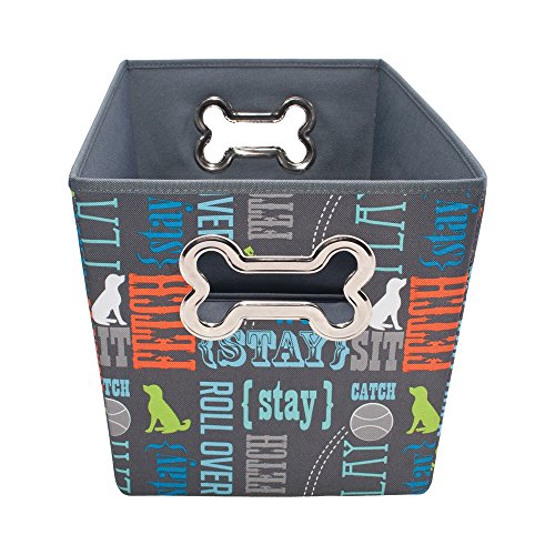 Paw Prints Fabric Pet Toy Bin, Wordplay Design, 14.75 x 10 x 10.75 Inches (37409)