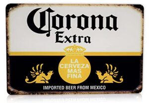 corona beer man cave decor metal bar sign | la cerveza alcohol cervezas extra | party home bar decor | retro vintage bar signs size: 8×12 inches