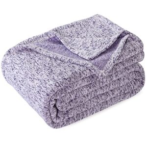 kawahome sweatshirt blanket throw size for bed jersey knit lightweight thin soft breathable summer blankets for all seasons, 50″x 60″ purple and white