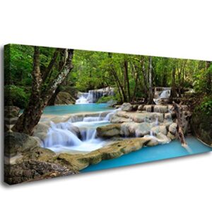 S01574 1 Panels Wall Art Tropical Beautiful Waterfall Prints Light Green Forest Natural Landscape Picture Canvas Paintings Scenery Spring Summer landscape for Home Wall Decor Artwork XXLarge