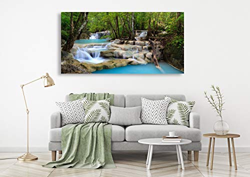 S01574 1 Panels Wall Art Tropical Beautiful Waterfall Prints Light Green Forest Natural Landscape Picture Canvas Paintings Scenery Spring Summer landscape for Home Wall Decor Artwork XXLarge