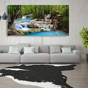 S01574 1 Panels Wall Art Tropical Beautiful Waterfall Prints Light Green Forest Natural Landscape Picture Canvas Paintings Scenery Spring Summer landscape for Home Wall Decor Artwork XXLarge