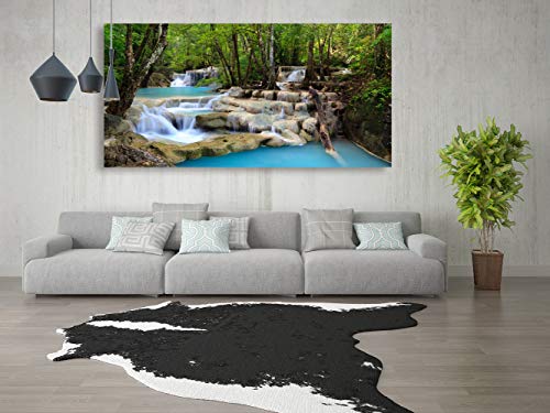 S01574 1 Panels Wall Art Tropical Beautiful Waterfall Prints Light Green Forest Natural Landscape Picture Canvas Paintings Scenery Spring Summer landscape for Home Wall Decor Artwork XXLarge