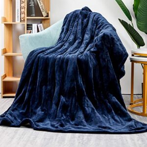 homde heated electric throw 50 inch x 60 inch flannel washable blanket with 3-heat setting auto-off controller for bed or couch (double-side blue)