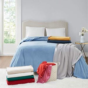 Martha Stewart Easy Care Soft Fleece Blanket (Twin, Blue Fog)