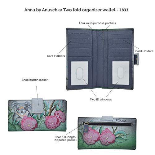 Anna by Anuschka Women’s Hand-Painted Genuine Leather Two Fold Wallet - Butterfly Mosaic