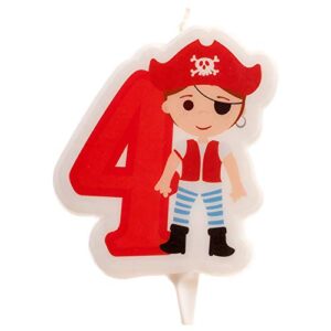 dekora – pirate 2d birthday candle for children’s cake – number 4 (345258)