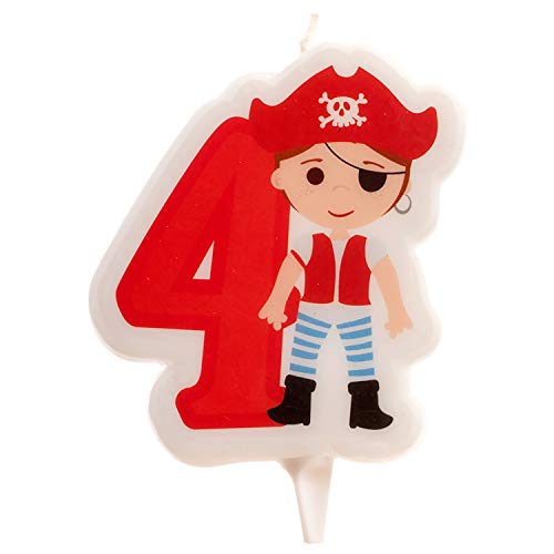 Dekora - Pirate 2D Birthday Candle for Children's Cake - Number 4 (345258)