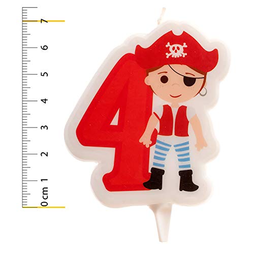 Dekora - Pirate 2D Birthday Candle for Children's Cake - Number 4 (345258)