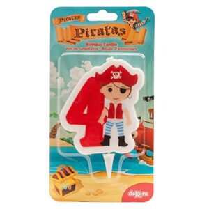 Dekora - Pirate 2D Birthday Candle for Children's Cake - Number 4 (345258)