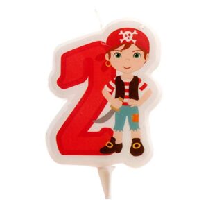 dekora -345256 pirate candle | 2d pirate birthday candle for children’s cakes – number 2