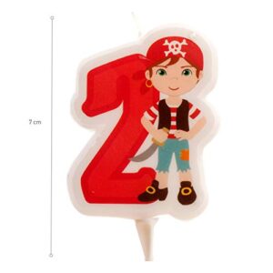 Dekora -345256 Pirate Candle | 2D Pirate Birthday Candle for Children's Cakes - Number 2