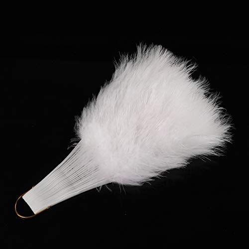 AWAYTR Vintage Marabou Feather Fan - Hand Held Folding Fan Accessories for Halloween Party (White)