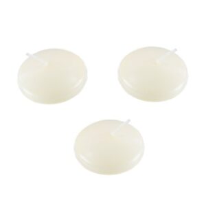 Super Z Outlet 1 3/4" Unscented Natural Color Water Floating Mini Candle Discs for Weddings, Home Decoration, Relaxation, Spa, Smokeless Cotton Wick. (24 Candles)