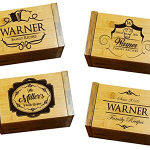 Personalized Recipe Box For Her - Custom Wood Recipe Organizer With Dividers - Kitchen Gift For Mom and Grandma