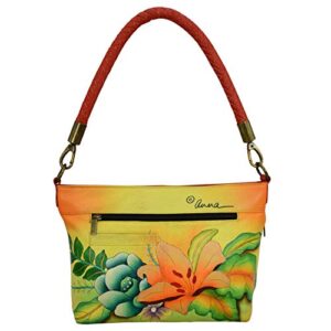 Anna by Anuschka Women’s Hand Painted Genuine Leather Shoulder Hobo - Tropical Bouquet Yellow