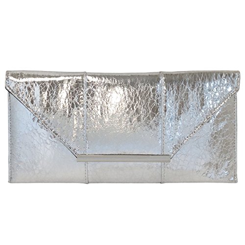 JNB Crushed Metallic Clutch, Silver