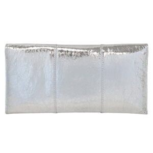 JNB Crushed Metallic Clutch, Silver