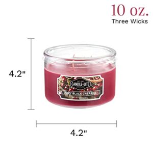 CANDLE-LITE Scented Juicy Black Cherries Fragrance, One 10oz. 3-Wick Aromatherapy Candle with 20-40 Hours of Burn Time, Dark Red Color, 10 oz