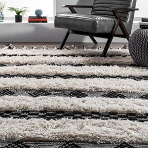 nuLOOM Striped Delia Wool Runner Rug, 2' 6" x 8', Ivory