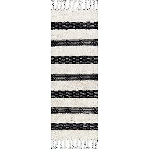 nuLOOM Striped Delia Wool Runner Rug, 2' 6" x 8', Ivory