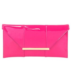 faux patent leather envelope candy clutch, fuchsia