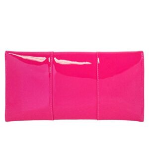 Faux Patent Leather Envelope Candy Clutch, Fuchsia