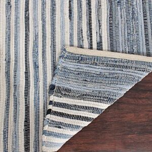 rajrang bringing rajasthan to you 4′ x 6′ reversible area rugs blue denim chindi rag rug hand woven boho eco friendly recycled material for farmhouse home decor