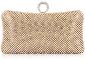 dexmay rhinestone crystal ring clutch purse luxury evening bag for bridal wedding party gold