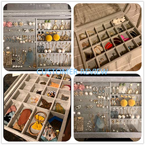 Wudygirl Clear Lid 30 Grid Jewelry Organizer Box Storage Case Showcase Display Jewelry Tray Stackable Removable Ice Velvet(30 Grid)