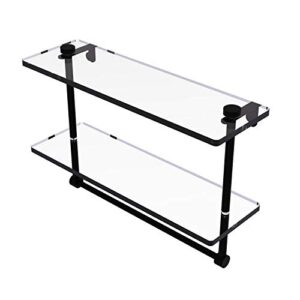 allied brass ns-2/16tb 16 inch two tiered integrated towel bar glass shelf, matte black