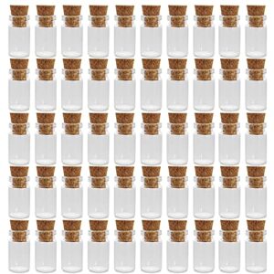 mini tiny clear glass jars bottles with cork stoppers for arts & crafts, projects, decoration, party favors – size: 18mm x 10mm diameter (50 pack)
