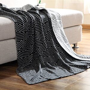 100% Cotton Throw Blanket, Stylish While Classic Pattern, Natural Soft & Cozy Throws for Bed Couch/Sofa/Bed/Picnic