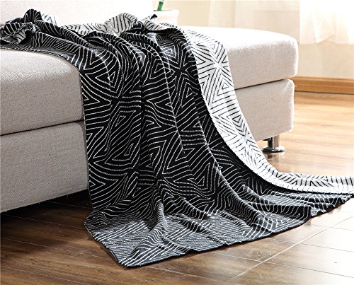 100% Cotton Throw Blanket, Stylish While Classic Pattern, Natural Soft & Cozy Throws for Bed Couch/Sofa/Bed/Picnic