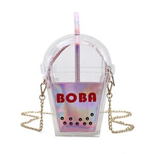 sukutu women’s girls boba tea summer beach clear transparent cross body shoulder purses