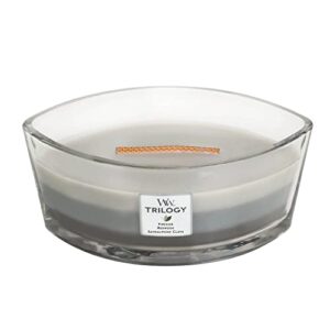 woodwick ellipse scented candle, warm woods trilogy, 16oz | up to 50 hours burn time